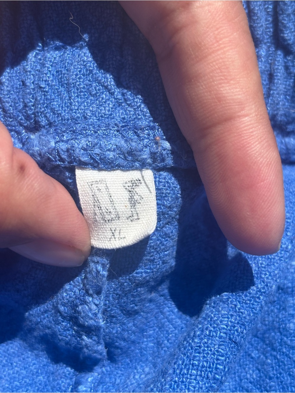 Blue unisex linen Shorts with 'Daddy' Embroidery - Picture 5 of 6